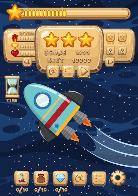 Vector a space rocket game template