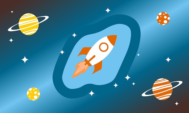 宇宙ロケットの旅の背景ベクトルイラスト