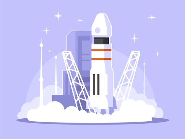 Space rocket launch Concept for business startup or software Vector illustration