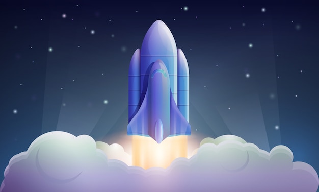 Space rocket launch, illustration