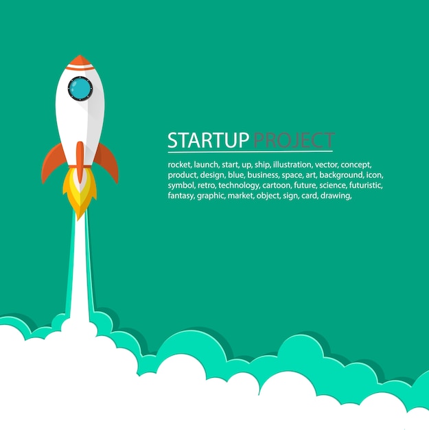 space rocket launch to the sky in startup concept of business or project