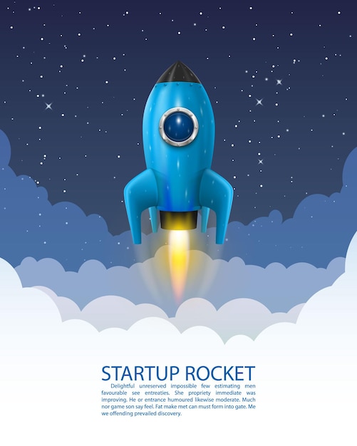 Space rocket launch, Startup creative idea, Rocket background, Vector illustration