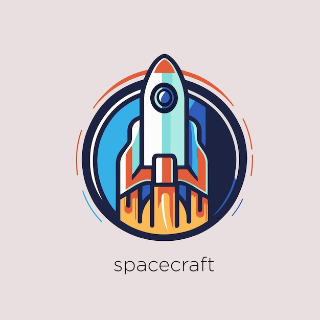 Space rocket logo design Vector illustration of a rocket icon on gray background