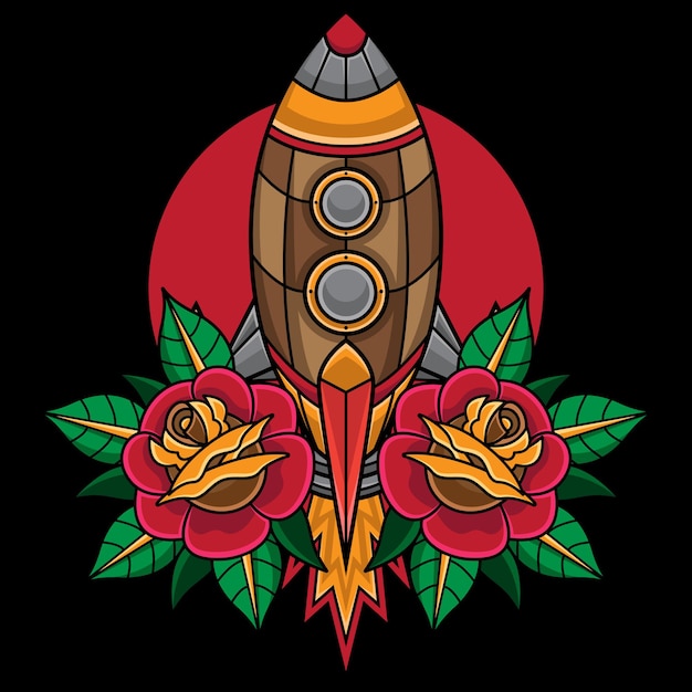 Space rocket old tattoo