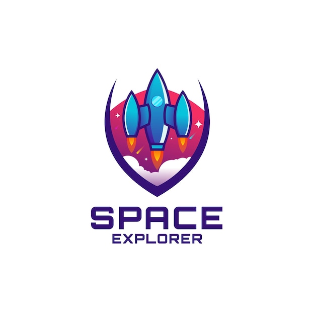 Vector space rocket ship logo design