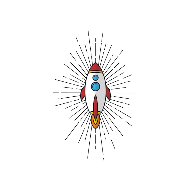 Space rocket ship ray of light logo