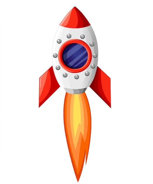 Space rocket start up and launch symbol new businesses innovation development flat design icons set template illustration.