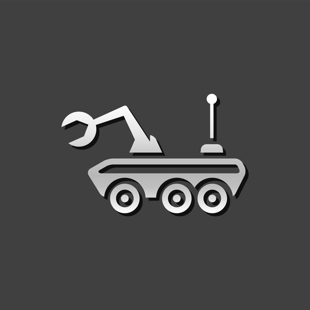 Vector space rover icon in metallic grey color stylevehicle exploration planet