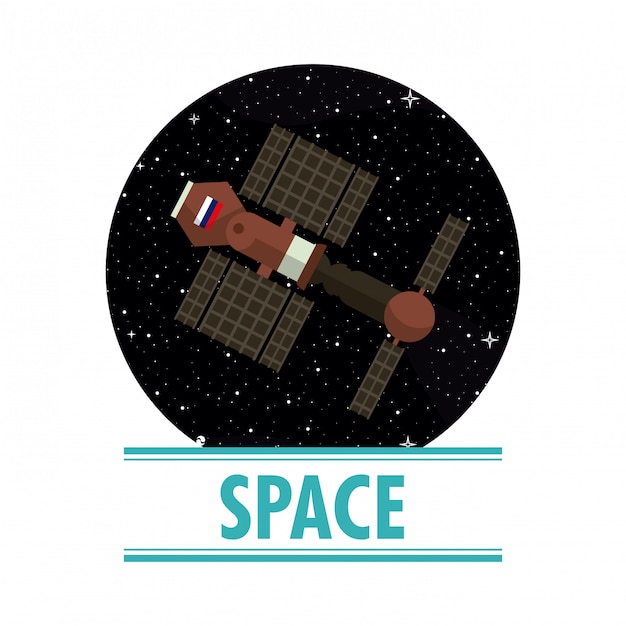 Satellite spaziale sul simbolo rotondo