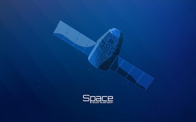 Space satellite in wireframe style