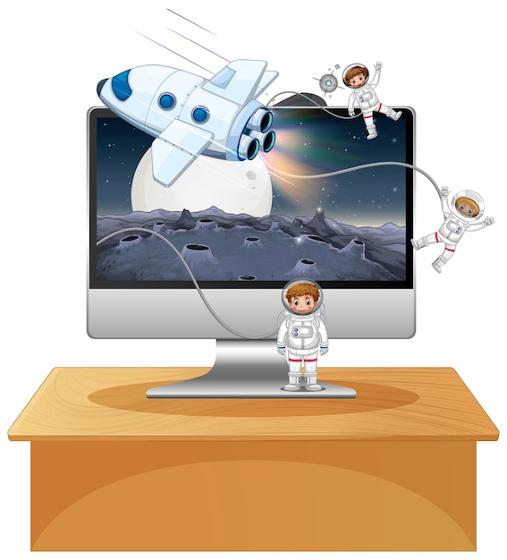 コンピューターのデスクトップの背景の宇宙シーン