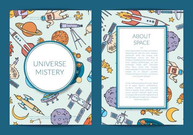 Space science card template or flyer