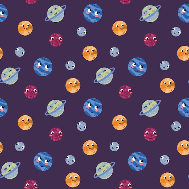 Vettore space seamless pattern design per l'imballaggio di carta da parati per tessuti tessili