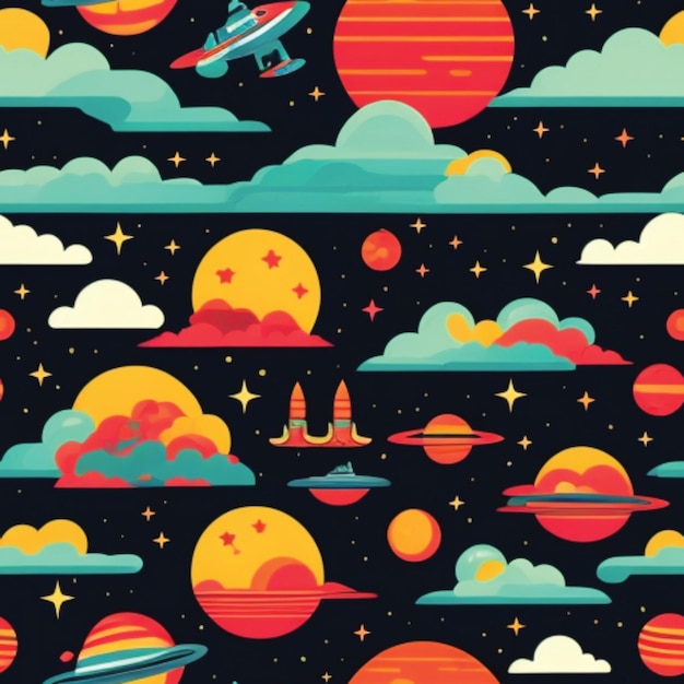 Vector space seamless pattern print