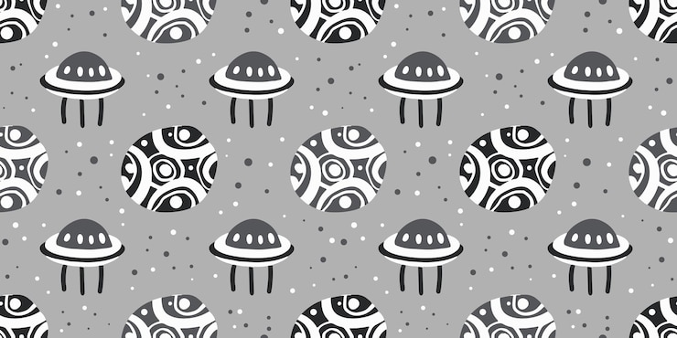 Vector space seamless patterns ufo in cosmos or universe