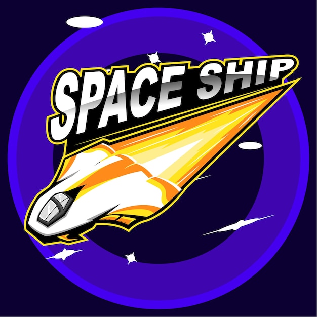 Vector space ship esport logo illustration