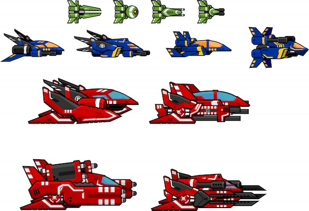 Vector space ship game sprites