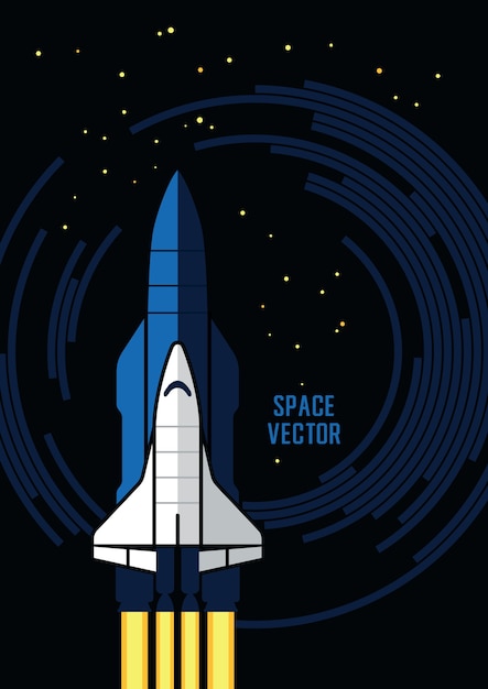 Вектор Космические челночные и ракетные векторные иллюстрации