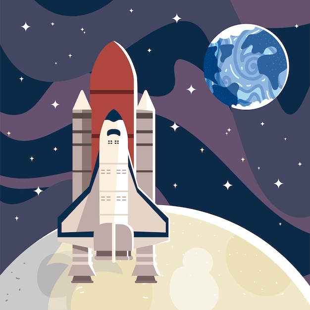 Space shuttle lancering exploratie universum illustratie