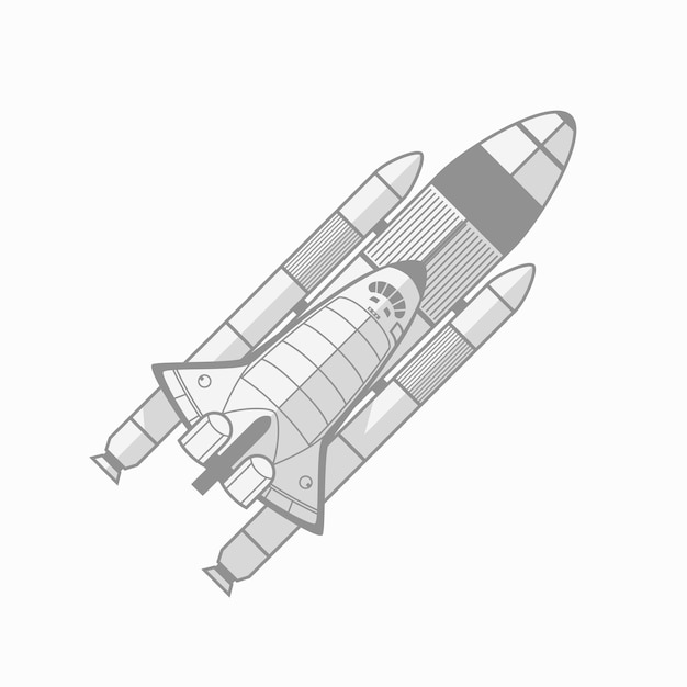 Space shuttle lineart design piatto su bianco