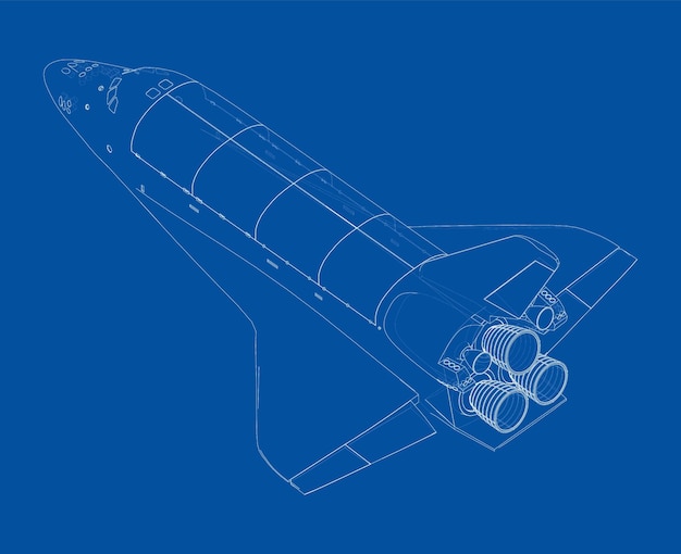 Space shuttle Vector rendering of 3d Orthography or isometric