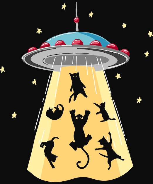 a space shuttle with cats on it and a black background with a cat on it