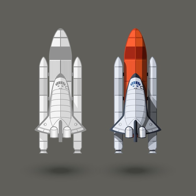 Space shuttles two various styles on gray