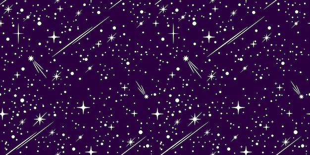 Space sky seamless pattern with stars and comets