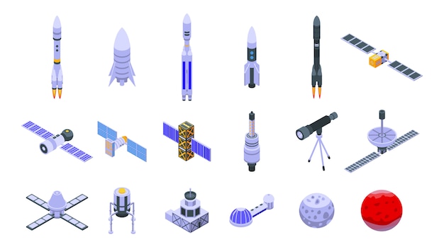 Vector space station icons set