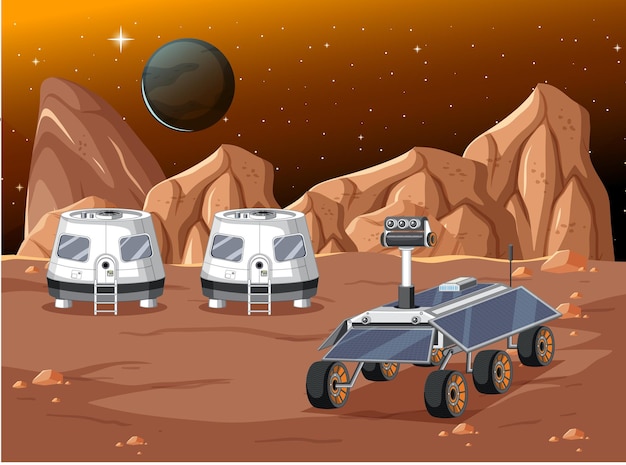 space station on planet landscape