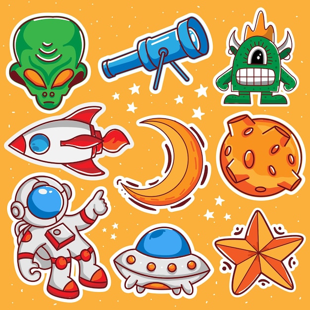 Space sticker cartoon design illustration