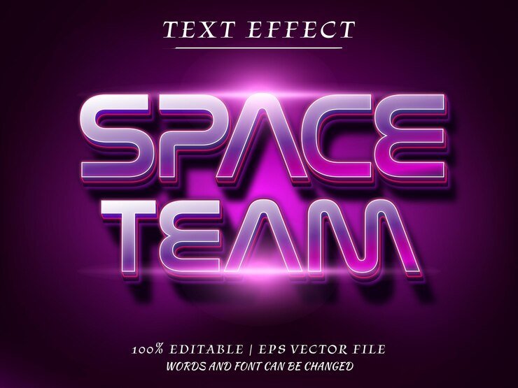 Vector space team 3d editable text effect text mockup
