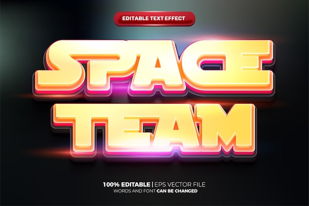 Space team cartoon movie cinematic 3d editable text effect