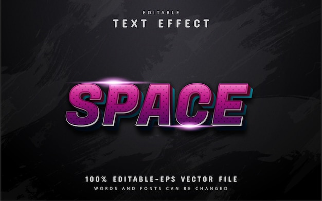 Космический текст, текстовый эффект в стиле 3d фиолетового градиента
