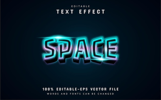 Space text, blue neon text effect