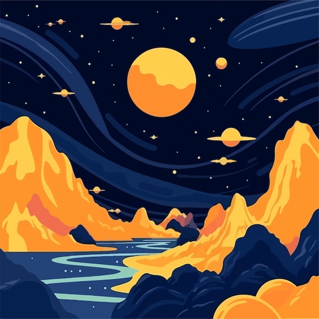 Vector space theme background flat design