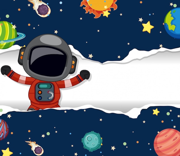 宇宙飛行士が宇宙を飛んでいると宇宙のテーマの背景