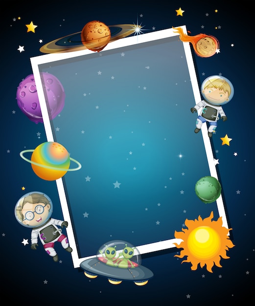 Space themed border with blue background