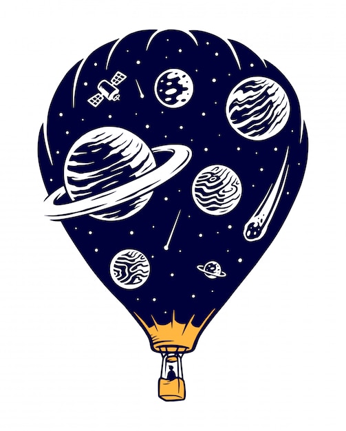 Vector space travel illustration