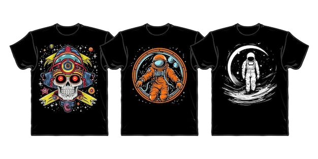 Набор футболок с изображением космического путешествия