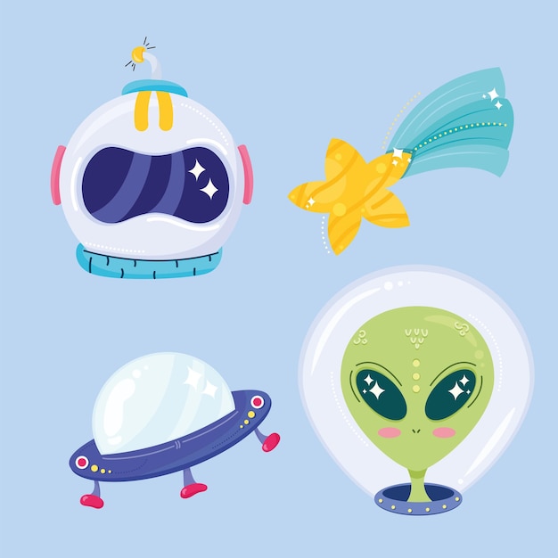 Space universe four icons