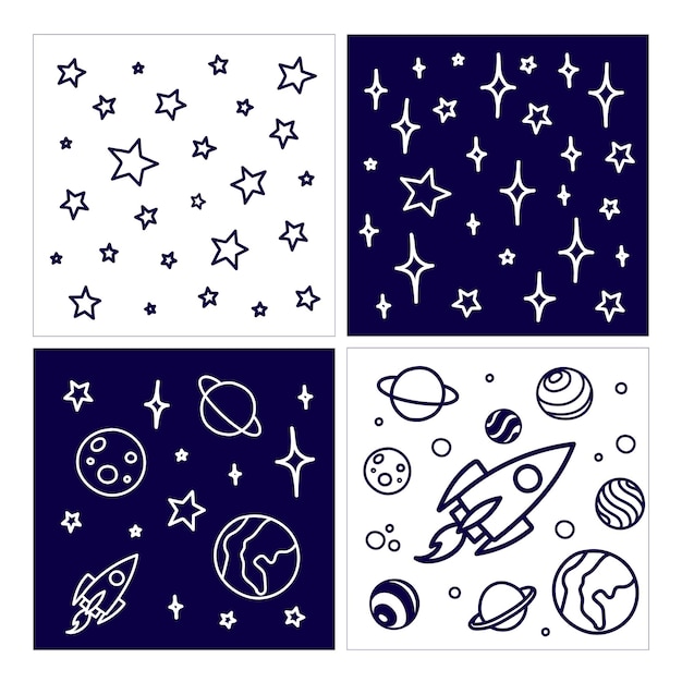 Vector space vector motives with planets and stars