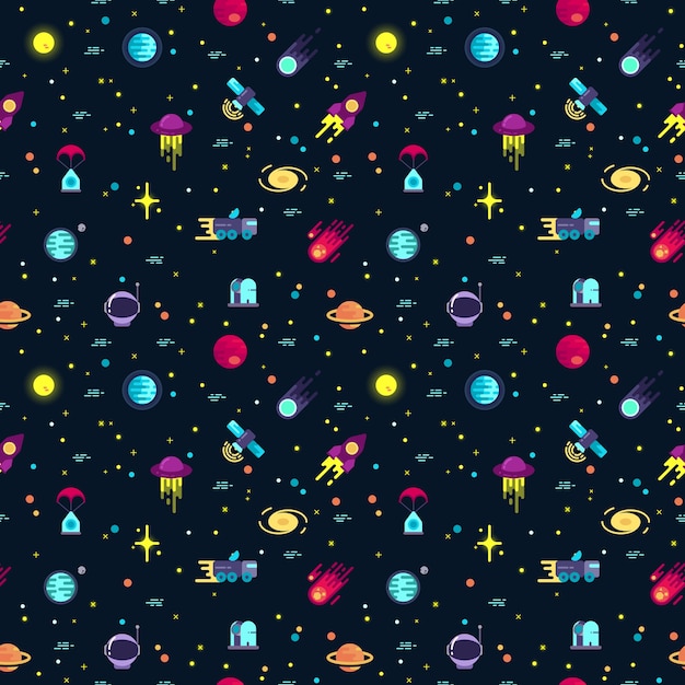 Vector space vector seamless pattern