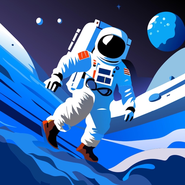 Vector space walk astronaut nasa aerospace outer space earth globus iss international space station blue