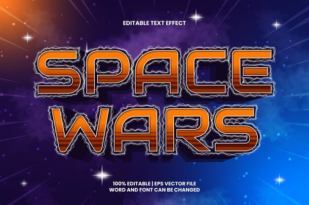 Vector space wars-teksteffect bewerkbare cartoon-spelstijl