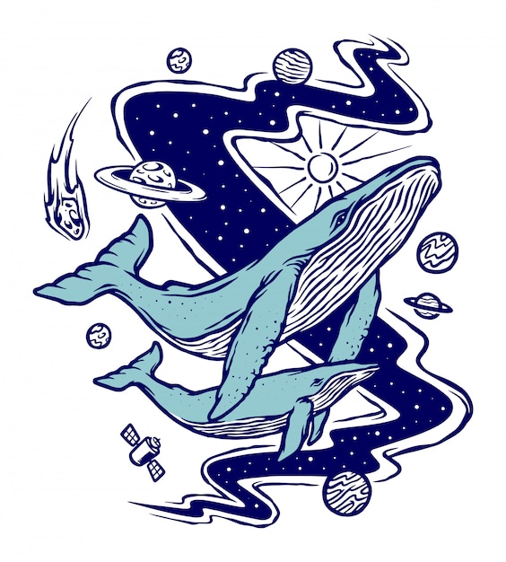 Space whale illustration