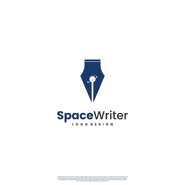 Space writer logo icon pen combine with saturn planet logo concept