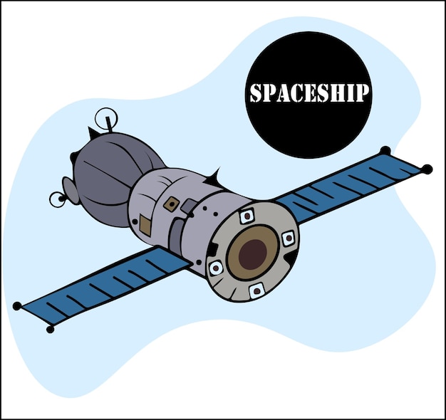 Vettore navicella spaziale realistica con razzo isolato satellite navetta stazione spaziale pianeta e navicella spaziale