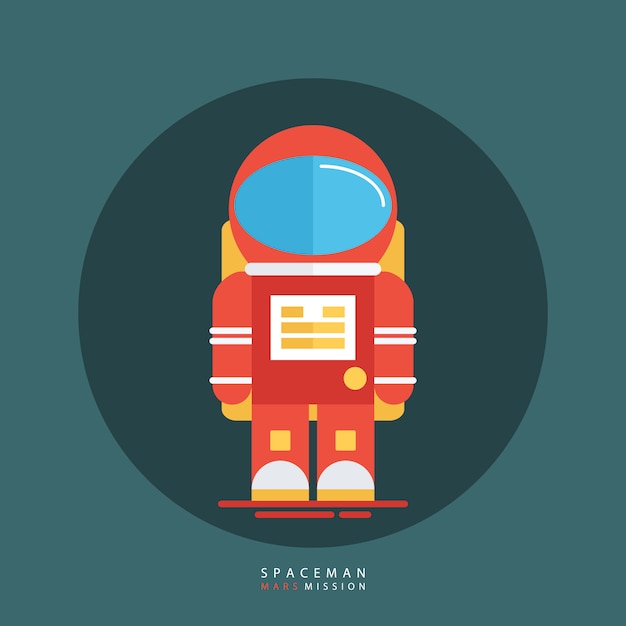 Vector spaceman in spacesuit and helmet isolated on blue background. astronaut icon. flat style design vector illustration.