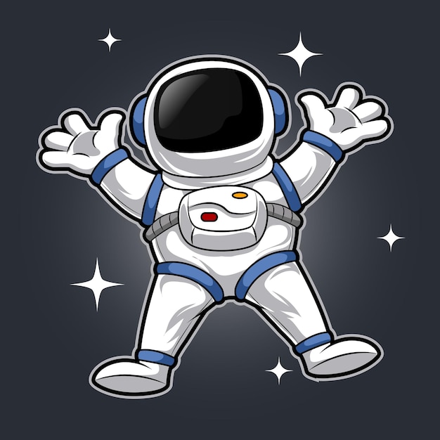 Spaceman zweeft in de lucht mascotte illustratie